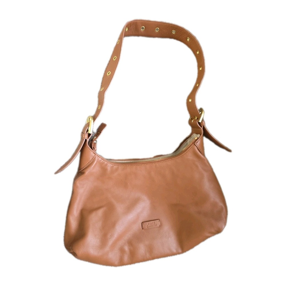 Vince Camuto Womens Fenne Brown‎ Camel Leather Shoulder Handbag Medium
